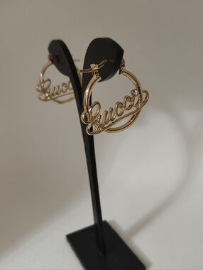 Fashion Gold Logo Hoop Earrings